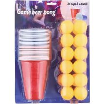 Beer Pong Trinkspielset mit 24 Bechern und 24 Bällen