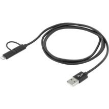 Ansmann Apple iPad/iPhone/iPod, Handy, Laptop Ladekabel [1x USB-A 2.0 Stecker - 1x Micro-USB Stecker, Apple Dockingstecker Lightning] 1,20 m Schwarz