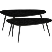 Mica Decorations Jailey Beistelltisch - 2er-Set - L84 x B39 x H39 cm - Recyceltes Holz - Schwarz