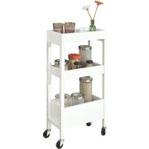SoBuy FKW49-W Badmöbel - Weißer platzsparender Trolley mit 3 Fächern