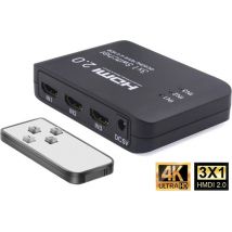 Techvavo® HDMI Switch - 3 in 1 out - Unterstützt 4K@60Hz 3D HD 1080p - Mit Fernbedienung
