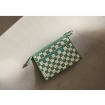 SKINWORK Green + White Checkerboard Cosmetic Bag
