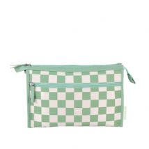 SKINWORK Green + White Checkerboard Cosmetic Bag