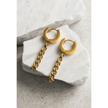 Ask & Embla - Axel Chain Huggie Gold - Boucles d'oreilles - jaune - Onesize - Or 14 carats,Acier inoxydable,Métal
