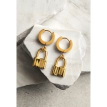 Ask & Embla - Knox Lock Huggie Gold - Boucles d'oreilles - jaune - Onesize - Or 14 carats,Acier inoxydable