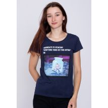 Alice In Wonderland - Women's Anxiety Navy - Girly - bleu - M - 100% Coton,Jersey