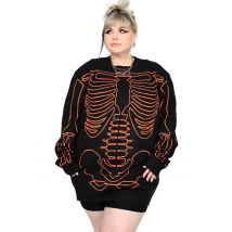 Foxblood - All Bones Skeleton Black/Orange - Robe - noir - XS/S - 35% Viscose, 35% polyester, 30% nylon,Tricots