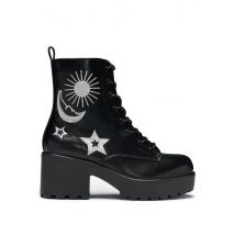 Koi Footwear - Astro Silver Star & Moon Chunky - Chaussures pour fille - noir - UK 4 - Synthetic/Synthetic/Caoutchouc,Faux cuir