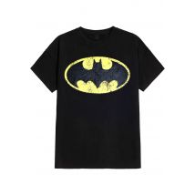Batman - Distressed Logo - T-Shirt - noir - S - 100% Coton,Jersey