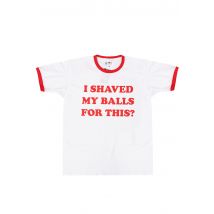 Birds Of Prey - I Shaved My Balls For This Ringer White - T-Shirt - blanc - XL - 100% Coton,Jersey