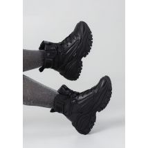 Buffalo - Lola Lace Up Mid Hike Vegan Nappa/Nylon Black - Chaussures pour fille - noir - EU 37 - Synthetic/Synthetic/Caoutchouc,Faux cuir