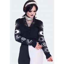 Jawbreaker - Moon Embroidered Lace Trim Black - Cardigan - noir - S - 70 % Viscose, 30 % nylon,Tricots
