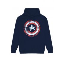 Captain America - Distressed Shield Blue - Hoodie - bleu - M - 50% coton, 50% polyester,Transpirer