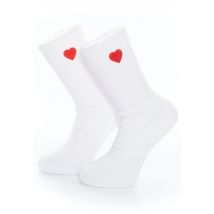 Dancitee - Heart Embroidery White - Chaussettes - blanc - Onesize - 80% Coton, 15% Polyester, 5% Elastane