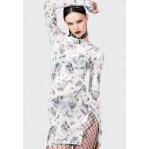 Killstar - Dazed Skull White - Robe - blanc - L - 95 % polyester, 5 % élasthanne