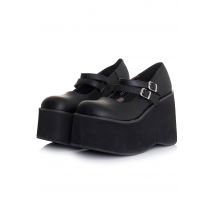 DemoniaCult - Kera Goth Punk Lolita Double Strap Black - Talons Aiguilles - noir - EU 42 - Synthetic/Synthetic/Caoutchouc