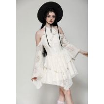 Dark In Love - Beige Steampunk Off-Shoulder Sexy - Robe - blanc - M - 100% Polyester,Dentelle