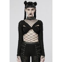 Punk Rave - Echo Cropped Mesh Black - Haut - noir - S - 95 % polyester, 5 % élasthanne,Engrener