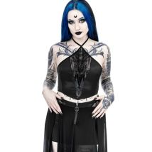 Restyle - Afterlife Halterneck Black - Haut - noir - XL - 68 % Viscose, 32 % Polyester,Engrener