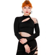 Restyle - Asymmetric Crop Black - Haut - noir - XXL - 88 % polyester, 12 % élasthanne,Jersey
