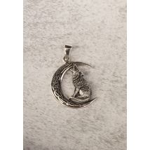 etNox - Howling Wolf in Moon Silver - Pendentif - gris - Onesize - Argent Sterling 925,Métal
