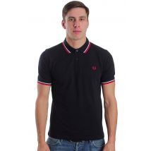Fred Perry - Slim Fit Twin Tipped Navy/White/Red Core - Polo - bleu - S - 100% Coton,Coton