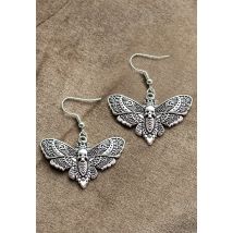 Easure - Skull Moth - Boucles d'oreilles - gris - Onesize - Acier inoxydable,Métal