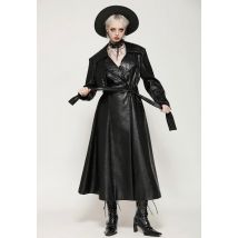 Dark In Love - Black Deep Sea Hunter Leather Long - Veste - noir - L - 57% Viscose, 43% Polyamide,Faux cuir