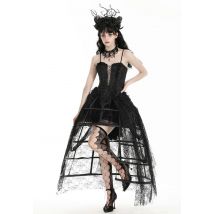 Dark In Love - Rococo Style Spiderweb Tattered Birdcage Petticoat Long - Robe - noir - L/XL - 100% Polyester,Dentelle
