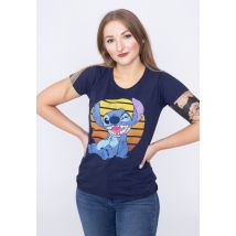 Lilo & Stitch - Bright Stitch Navy - Girly - bleu - L - 100% Coton,Jersey