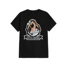 Looney Tunes - Taz Badge Outta Control - T-Shirt - noir - L - 100% Coton,Jersey