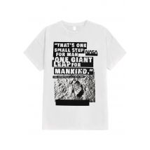 NASA - Foot Print On The Moon White - T-Shirt - blanc - S - 100% Coton,Jersey