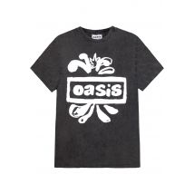 Oasis - Logo Splat Stone Washed - T-Shirt - gris - L - 100% Coton,Jersey