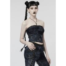 Punk Rave - Recorded Butterflies Bandeau Black/Blue - Haut - bleu - L - 100% Polyester,Dentelle