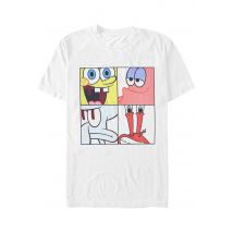SpongeBob SquarePants - 4 Square Close White - T-Shirt - blanc - L - 100% Coton,Jersey