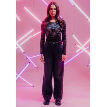Urban Classics - Ladies High Waist 90´S Wide Leg Denim Black Washed - Jeans - noir - W26 - 100% Coton,Jean