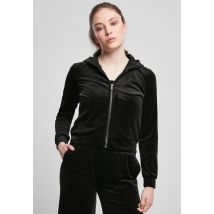 Urban Classics - Ladies Short Velvet Zip Black - Sweat Zippé - noir - L - 100% Polyester,Velours