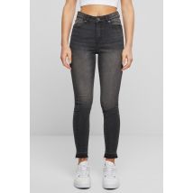 Urban Classics - Ladies Skinny High Waist Open Hem Black Washed - Jeans - noir - W31 - 98% coton, 2% élasthanne,Jean