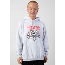Thrasher x Toy Machine - Monster Gram Ash Grey - Hoodie - gris - L - 50% coton, 50% polyester,Transpirer