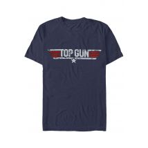 Top Gun - Distressed Logo Navy - T-Shirt - bleu - L - 100% Coton,Jersey