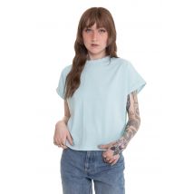 Urban Classics - Ladies Short Pigment Dye Cut On Sleeve Seablue - T-Shirt - bleu - L - 100% Coton,Jersey