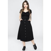 Voodoo Vixen - Heart Button Midi Black - Robe - noir - S - 100% Viscose,Viscose