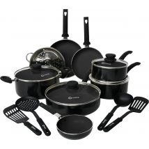 COOCK 19-Delige Pannenset Inductie - Zwart - Inclusief Onderzetters en E-book