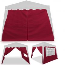 2x Zijgevel Vouwpaviljoen - Capri rood - 3x3m