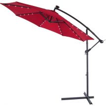 Kingsleeve Zweefparasol - Parasolvoet LED-verlichting 300cm - Rood