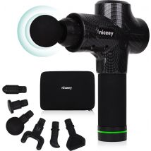 Niceey Massage Gun Pro - 30 Standen Draadloos - 6 Opzetstukken - Massage Apparaat Professioneel - Sport En Relax Massageapparaat - Fitness Spier Massage - Met Koffer - Zwart