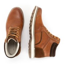 Milanoro - Elegante lederen herensneakers - Cognac - Maat 42
