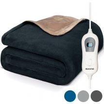 Auronic Elektrische Warmtedeken - 2 Persoons - 3 Warmtestanden - Bovendeken met Timer - 200 x 180 cm - Antraciet