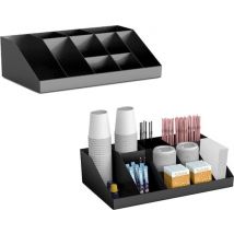 BRASQ CO100 Koffie & Thee Organizer – Ruime Opbergdoos met 10 Vakken – Thee Organizer - Koffie Station – Zwart