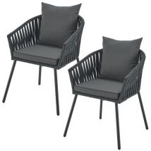Touwstoelen - Set van 2 - Incl. Zit- en Rugkussens - Donkergrijs